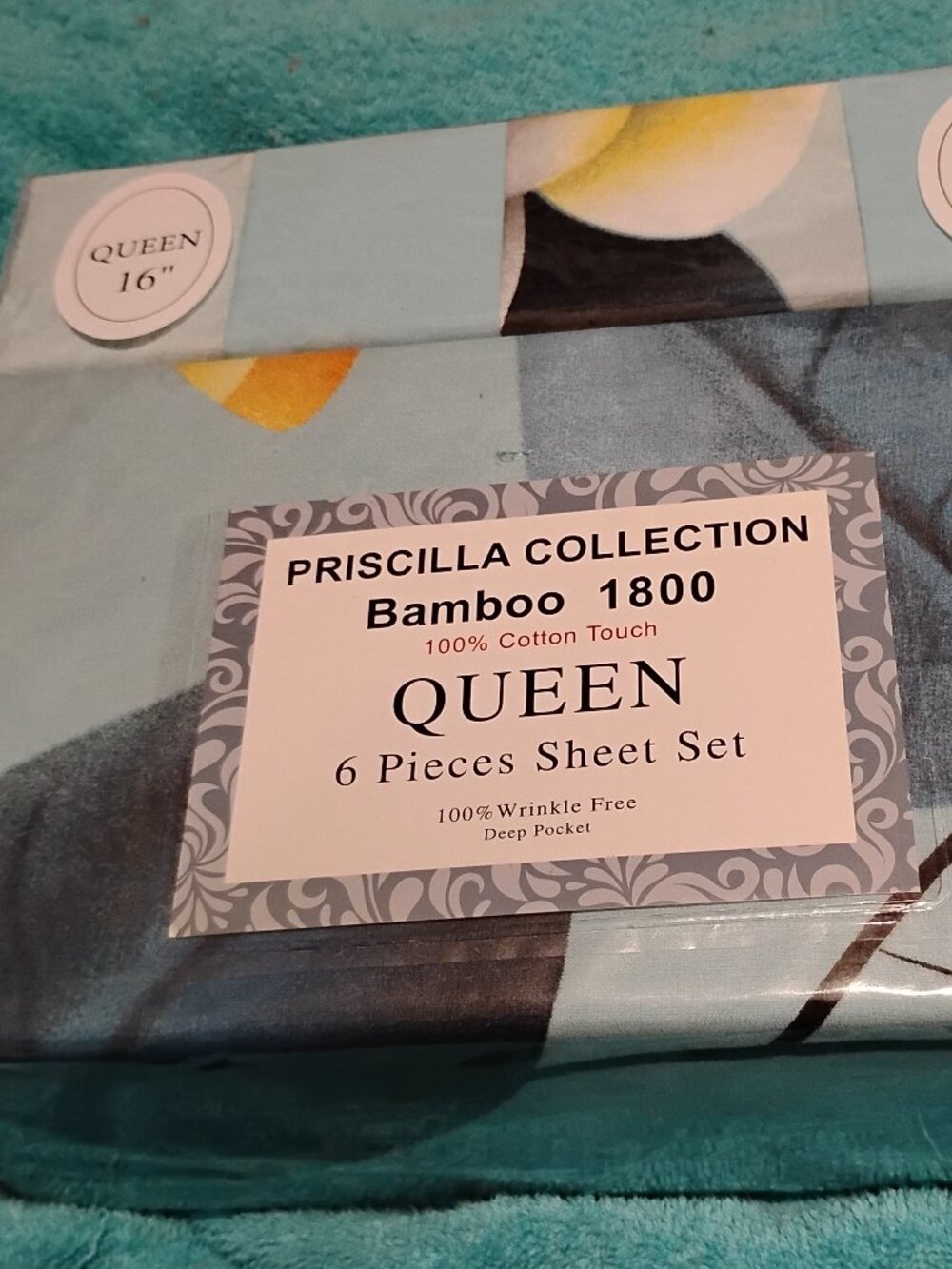 Sheet Set  Mixed Colors 6 Piece Bamboo  Queen  1800 6 Piece Sheet Set New
